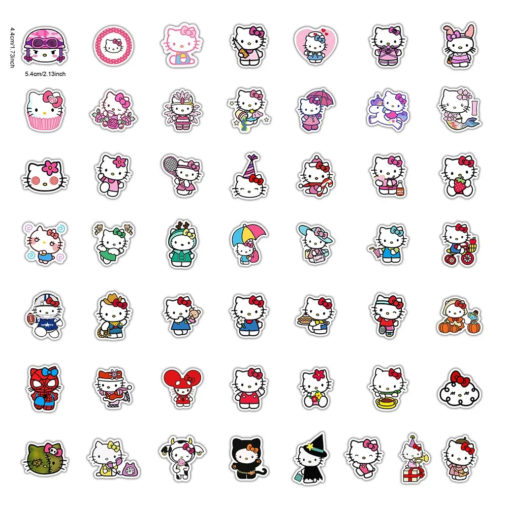 50/100Pcs Hello Kitty การ์ตูนสติกเกอร์สาวสําหรับแล็ปท็อปไดอารี่สมุดภาพเครื่องเขียนสติกเกอร์ตกแต่งรถของเล่นเด็ก