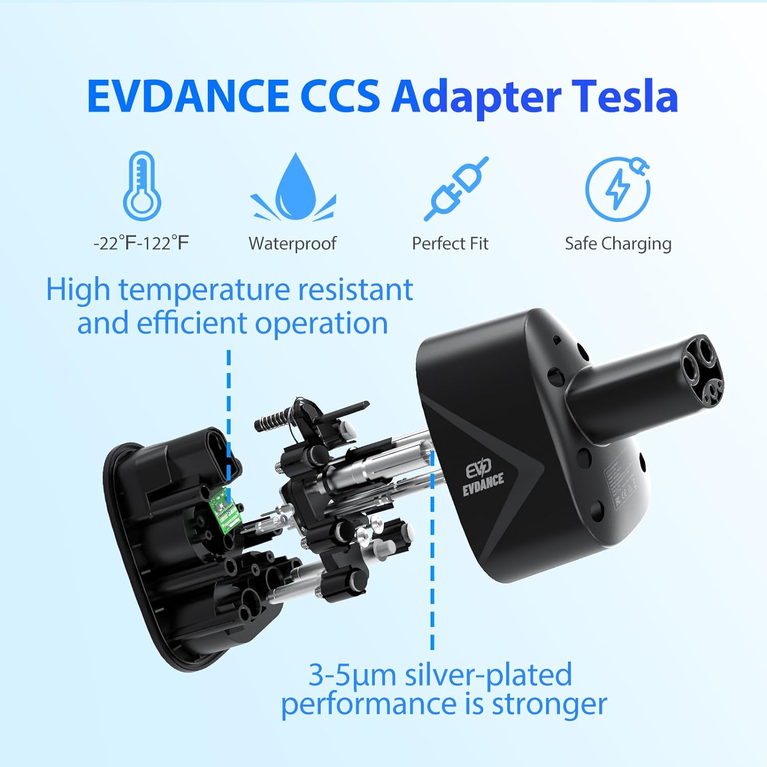 Evdance Ccs1 Naar Tesla Adapter Super Oplader Voor Tesla Model 3/S/X/Y 250kw Compatibel Met Niveau 3 Snellaadstation