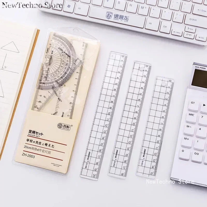 1Pcs Transparent Simple Style Plastic Ruler Grid Ruler Student Office Learn Stationery Drawing School Supplies