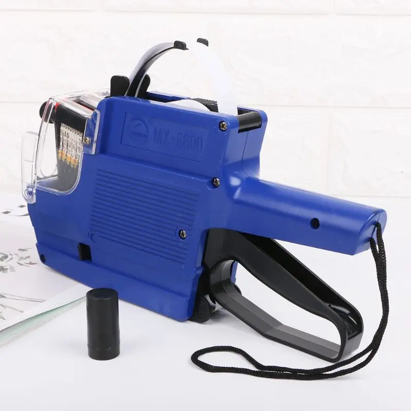 MX-6600 10 Chữ Số Máy Dán Nhãn Dòng Giá Súng Nhãn 2 Dòng Cho Cửa Hàng Bán Lẻ Giá Thẻ Hiển Thị Công Cụ + Con Lăn Mực trang