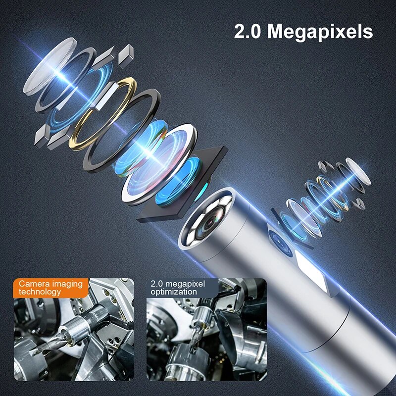 360 ° Direção Industrial Endoscópio Câmera 8mm 5 "IPS Tela Single & Dual Lens Inspeção Borescope 1080P Para Carro Motor Pip