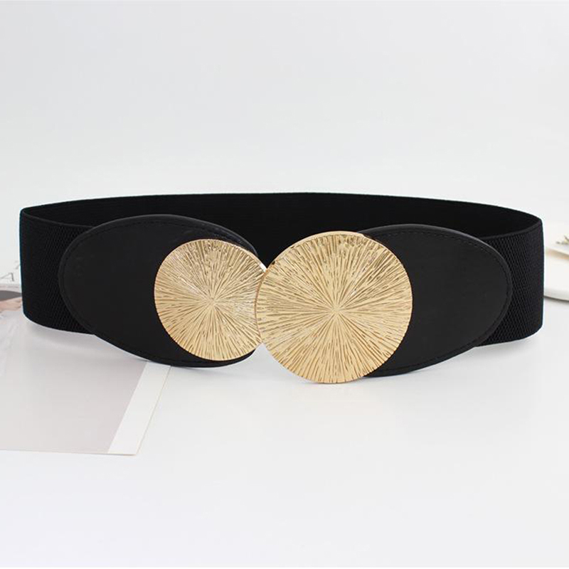 PU Leather Wide Elastic Waist Belt para senhoras, moda retro, elástico, elegante, cintura, acessórios de vestuário, decoração