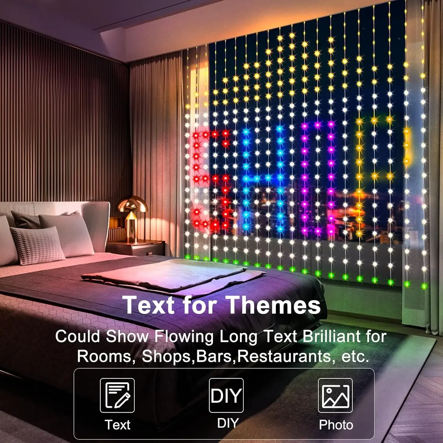 สมาร์ทผ้าม่าน 256/400 LED 5V USB LED Curtain String ไฟ DIY App รีโมทคอนโทรลซิงค์เพลงคริสต์มาส Holiday Party Decor