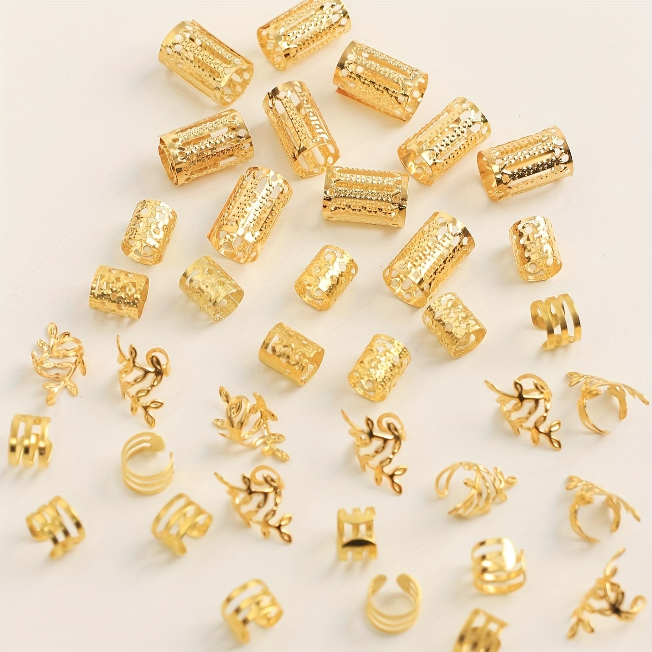 40 Teile/satz Elegante Aushöhlen Haar Ringe Mit Verschiedenen Mustern Für Frauen Mädchen DIY Haar Zubehör Loc Haar Schmuck für zöpfe