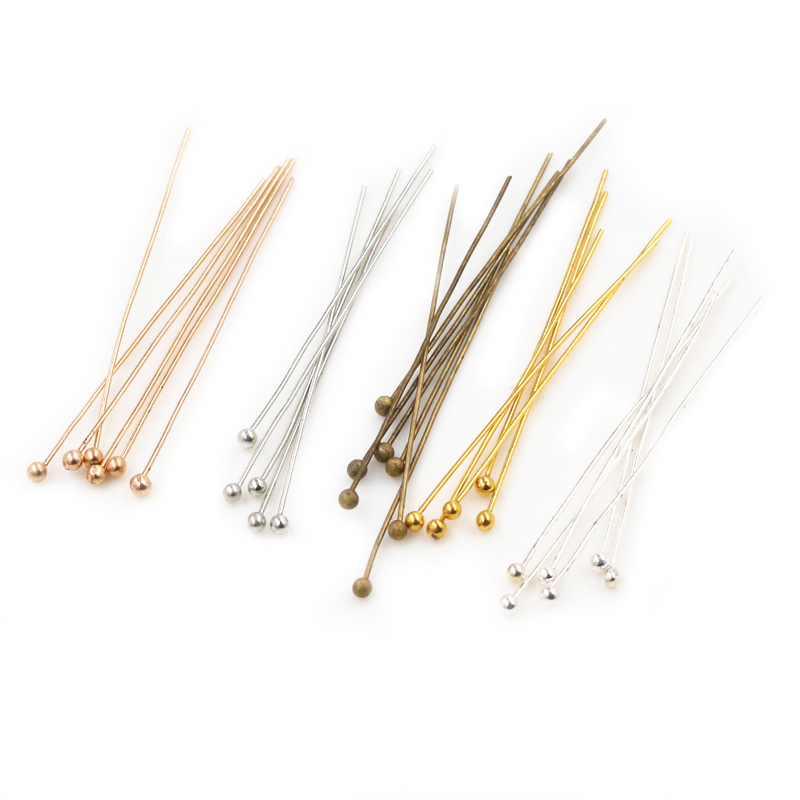 200ชิ้น/ล็อต16 20 25 30 35 40 45 50มิลลิเมตรหัวแบน/หัวบอลตาหัว Pins โลหะ Headpins สำหรับการค้นพบเครื่องประดับทำอุปกรณ์ DIY