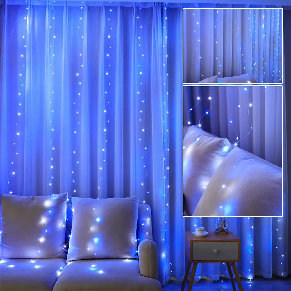 3/6M Christmas Holiday Garland Lamp 8 Mode LED USB Curtain String Light Fairy Decoration For Home Garden Party New Year Wedding
