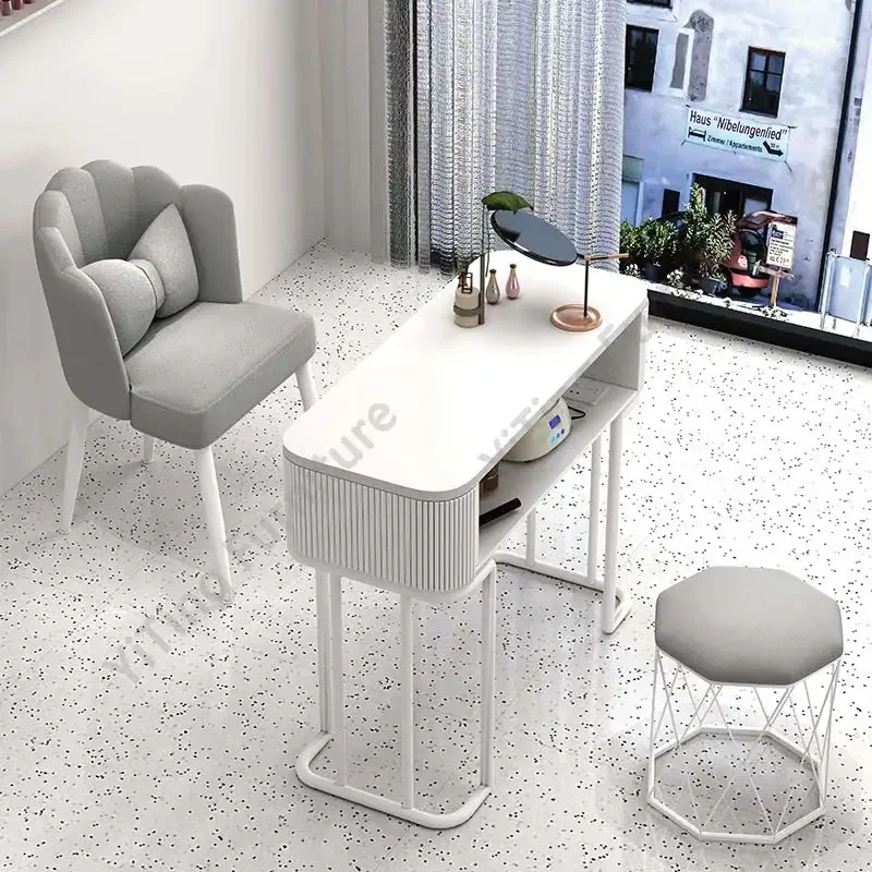 Nordic Modern Cream Style Nail Tables Professional Aesthetictable Manicure Table Dressing Mesa Manicura Salon Furniture KMNT