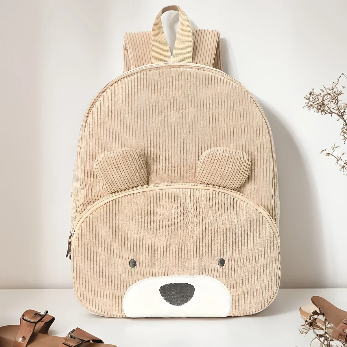 Bonito dos desenhos animados urso bordado veludo mochila infantil adequado para meninos e meninas presentes da escola primária do jardim de infância