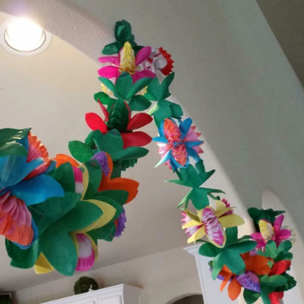 3m Hawaiian Party Papier Blumen Banner Girlande 3D Festival Party Banner Sommer Tropische Party Hawaii Luau Hochzeit Dekoration