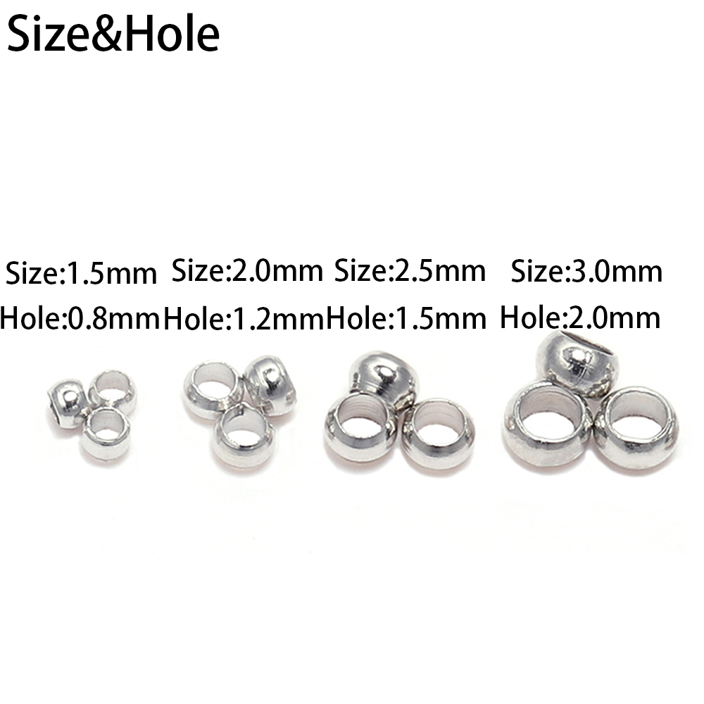 500 teile/los Gold Silber Kupfer Ball Crimp End Perlen Durchmesser 1,5-3mm Stopper Spacer Perlen Für DIY Schmuck Machen liefert Zubehör