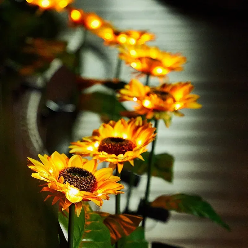 해바라기 태양 조명 야외 3LED/1LED 해바라기 노란색 꽃 조명 홈 야드 빌라 잔디 정원 통로 장식