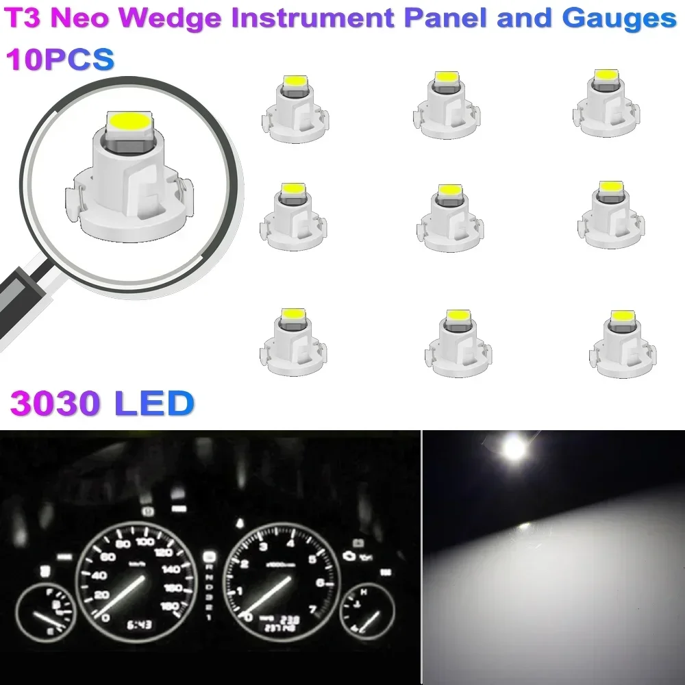 10 Uds T3 LED T4.2 T4.7 bombilla Led Canbus 3030SMD luces interiores de coche indicador cuña tablero lámpara de instrumento de calentamiento 12V Auto