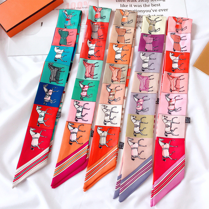 Pferd Muster Neue Ankunft Druck Dame Seide Gefühl Riband Schals Taschen Schal Kleine Band Haar Band Bandeaus Kleidung Spiel