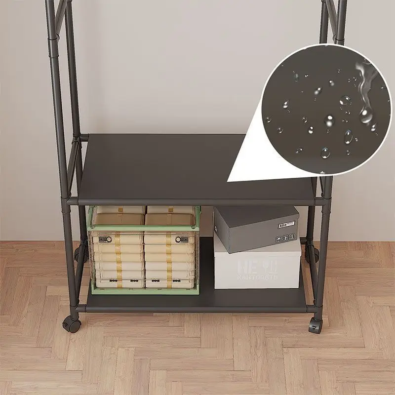 Simple Multifunctional Coat Rack Shelf Home Dormitory Floor Hanger Movable Clothes Rack, Storage Rack