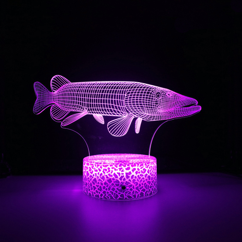 Nighdn Fish 3D Illuison Table Lamp LED Touch Acrylic 7/16 Color Changing Night Light Gift for Kids Elder Bedroom Decoration