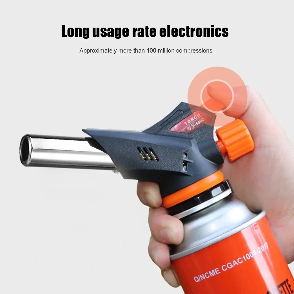 เชื่อมแก๊สไฟฉายปืนเปลวไฟ Burner หัวฉีด Flamethrower Butane Burner กลางแจ้ง Camping BBQ Brazing ไฟฉายครัวทําอาหาร Burner
