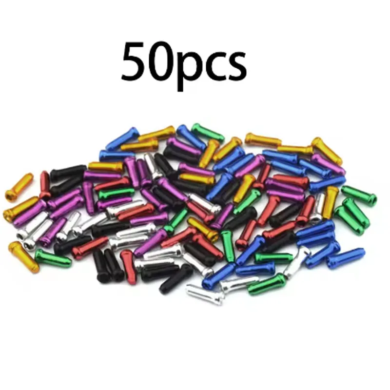 50 ชิ้นจักรยานสายด้านใน End Caps โลหะผสมจักรยานเสือภูเขาเคล็ดลับเบรค Shift Cable End Crimps