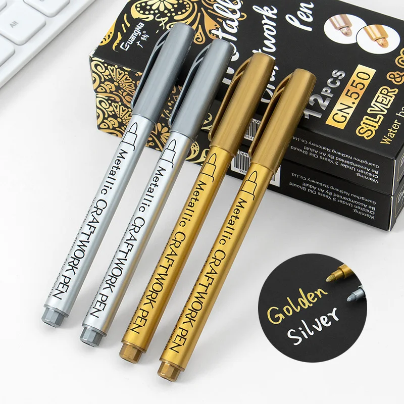 1-4Pcs METALLIC กันน้ําถาวร MARKER ปากกาสําหรับ DIY อีพ็อกซี่เรซินแม่พิมพ์ทองเงินสีอุปกรณ์วาดภาพ CRAFT MARKER ปากกา