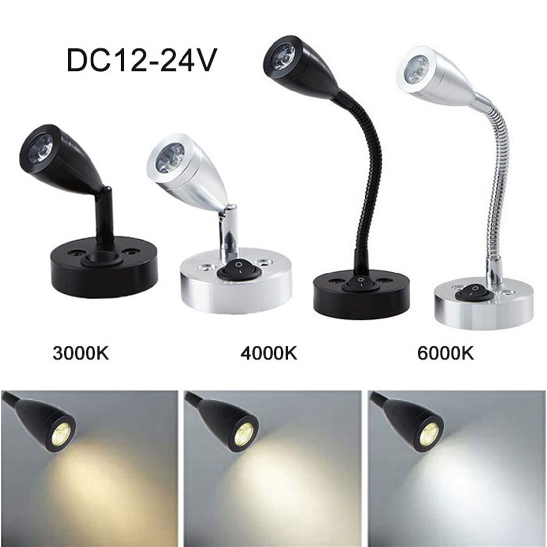 DC12Volt RV Thuyền Đèn LED Đọc Sách, Đèn Tường Cho Xe Tải Motorhome Du Thuyền Tủ Đầu Giường, người Cắm Trại Văn Đoàn Xe Thuyền RV Chiếu Sáng