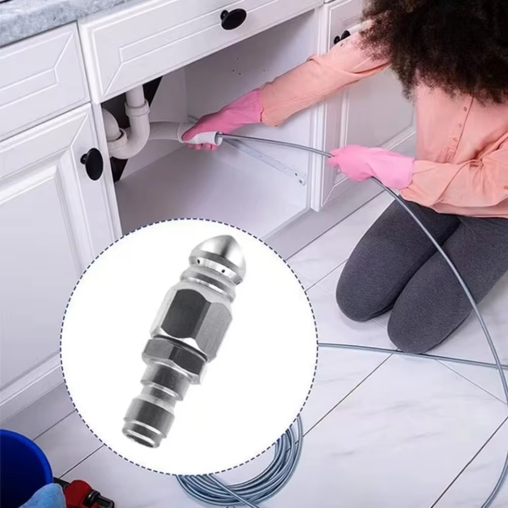 Bico pulverizador de alta pressão, jato de água, esgoto limpo, 1/4 ", aço inoxidável, lavadora de pressão, plugue rápido, mangueira de drenagem, ferramenta de bico de água