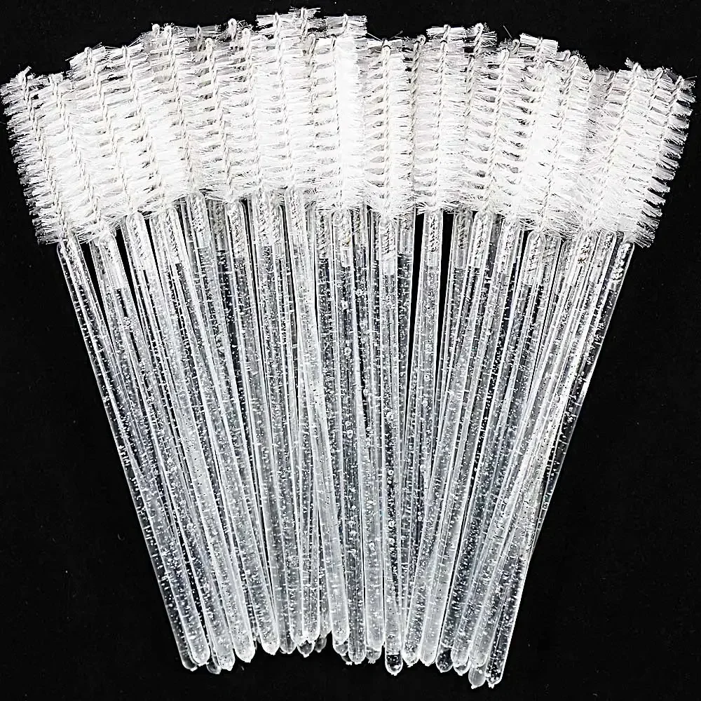 Peine cepillo de pestañas de cristal desechable, 50 Uds., extensión de pestañas, varitas de rímel, maquillaje, herramienta de belleza de maquillaje profesional