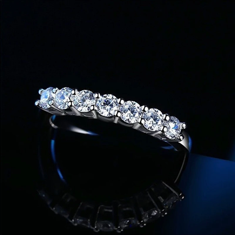 Stylo Polaroid en argent regardé 100% avec diamant Pass pour femme, bague Moissanite, bague de mariage assortie, bague à queue unique, 925