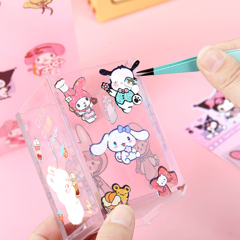 Sanrio การ์ตูน 20pcs สติกเกอร์ Pochacco Kuromi Melody Kitty Kawaii สติกเกอร์เครื่องเขียนนักเรียนของขวัญวันเกิดขายส่ง