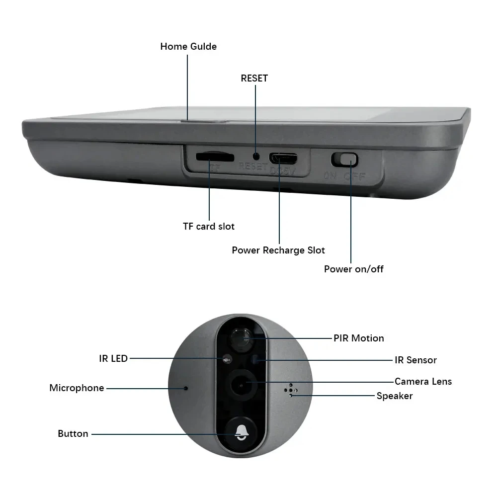 Wifi không dây Video Peephole trong cửa Tuya Chuông cửa có hình có camera Không dây Video Intercom Căn hộ 1080P Wifi Video Intercom cho Home Wifi Cửa trộm Video Digital Peephole