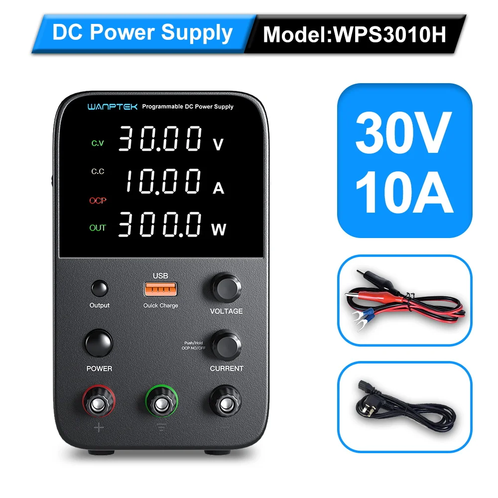 Wanptek laboratório dc fonte de alimentação 30v 5a 30v 10a 60v 5a 120v 3a ajustável com usb banco de carregamento rápido fonte de alimentação de comutação
