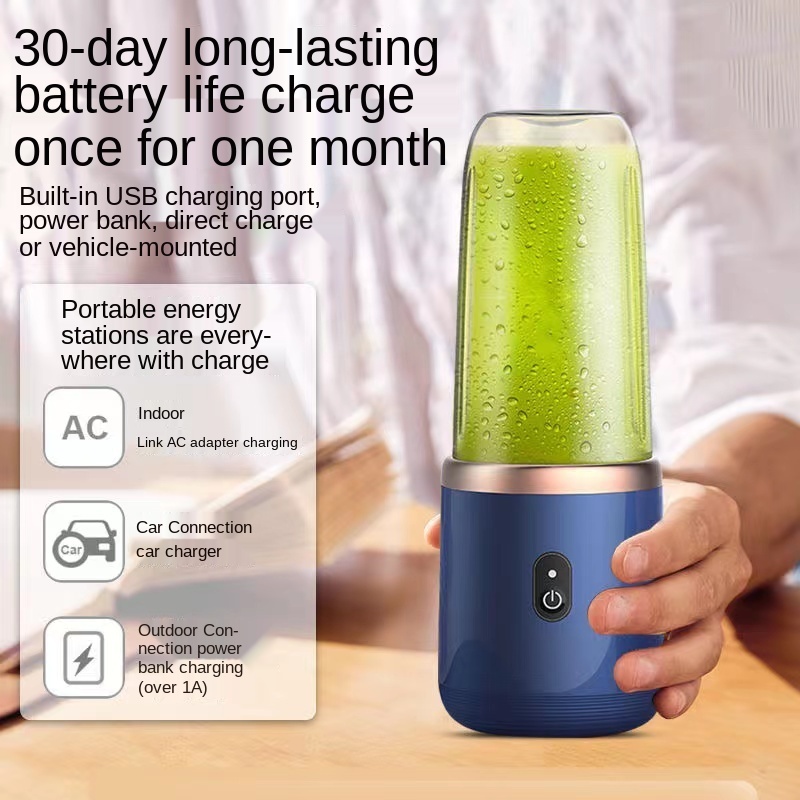 휴대용 전기 과일 주스 블렌더 400ml 개인 크기 미니 병 홈 USB 충전식 6 블레이드 블렌더 기계 여름