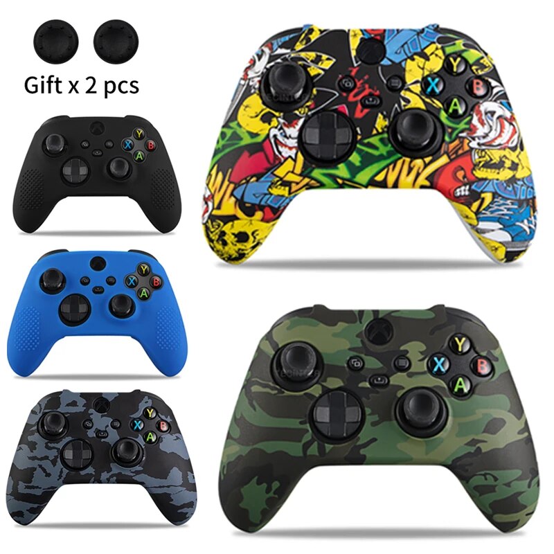 Caso De Silicone Macio para Xbox Series, Controlador De Pele Protetora, Acessórios Gamepad, Tampas De Apertos Do Polegar, Joystick Capa Shell, X, S