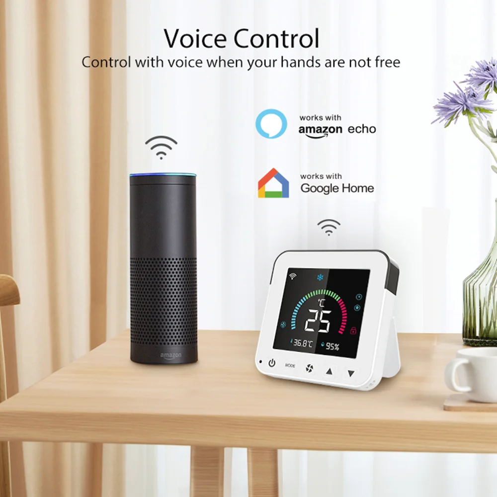 Smart Tuya WiFi Thermostat Air Conditioner IR Temperature Humidity Infrared LCD  Control Touch Screen USB Power Google Home Alex