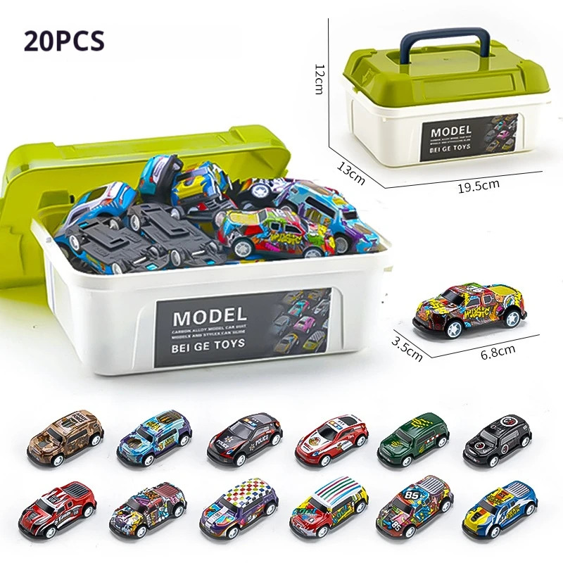 30PCS 50PCS Mini Legierung Auto Modell Set mit Lagerung Box Diecast Autos Spielzeug für Jungen Schiebe Trägheit fahrzeug Kinder Spielzeug Kit Geschenke