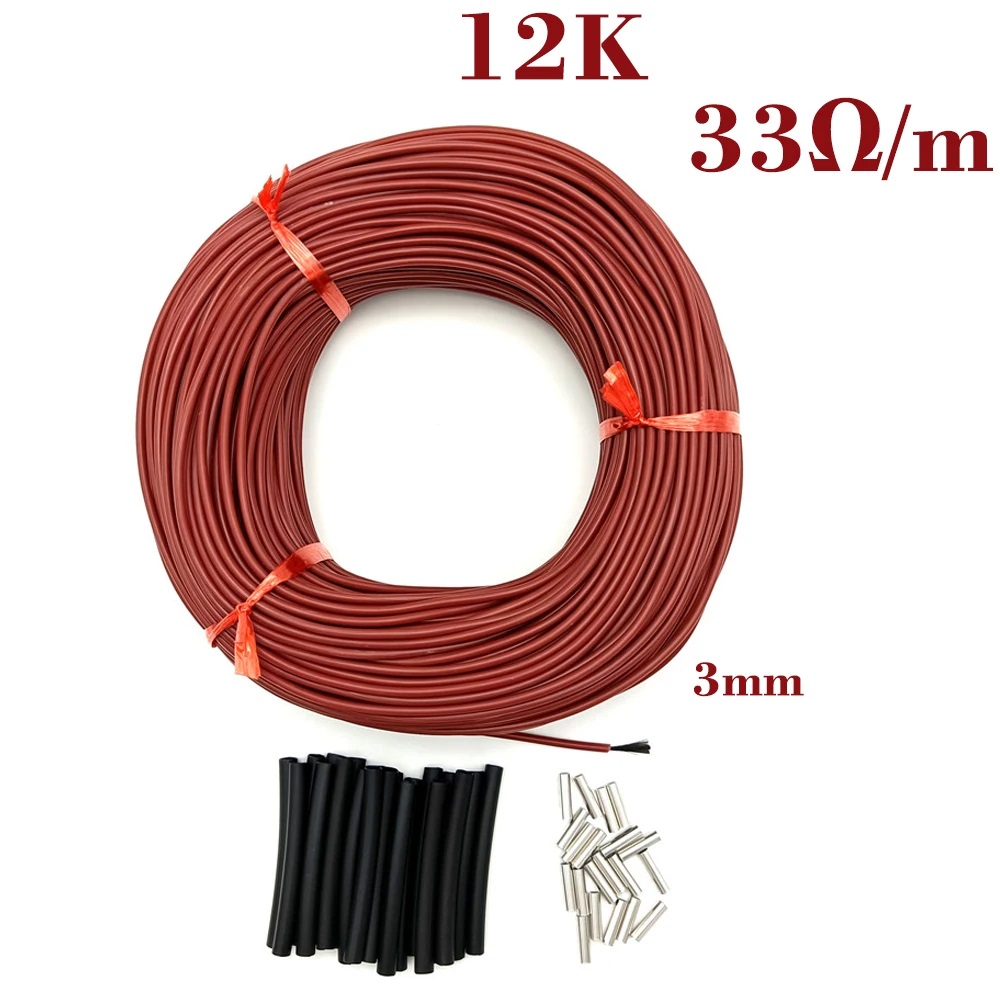 10 Tot 100 Meter 12K Vloer Warme Verwarming Kabel 33 Ohm/M Infrarood Vloerverwarming Film 220V Koolstofvezel verwarming Draden Spoel