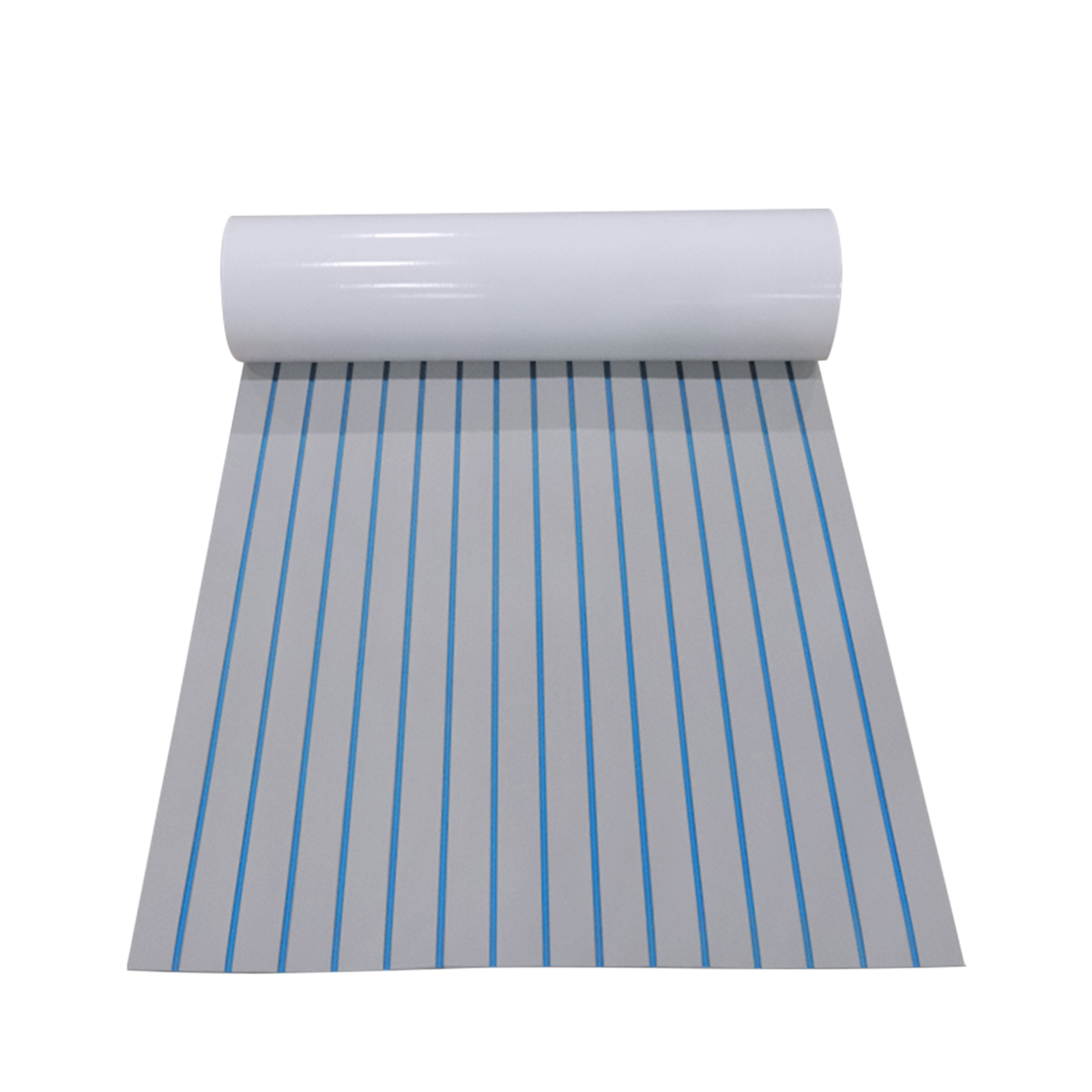 Coussretours Antidérapant Gris Clair à Rayures Bleues, 5x35.5 Pouces, en OligFoam Haute Densité, pour Yachts et Nombreux Sols