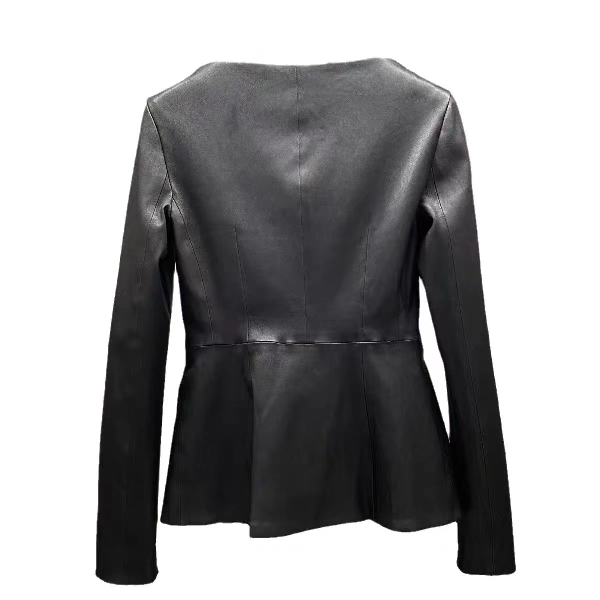 Cardigan de pele de carneiro genuíno para mulheres, jaqueta de couro stretch, roupas apertadas luxuosas, tops com gola em U, V Hem, couro genuíno, 2024