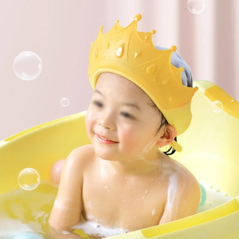 Baby-Duschhaube, wasserdicht, Shampoo-Hut für Kinder, Dusche, Kleinkind, schützt Ohren, Augen, Mädchen, Jungen, verstellbare Silikon-Badekrone