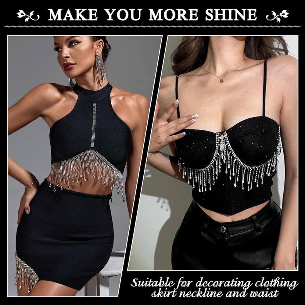 1 Yard Strass band Quaste Kette Strass Fransen besatz Diamant Kristall lange Quaste Besatz für Bekleidungs zubehör DIY