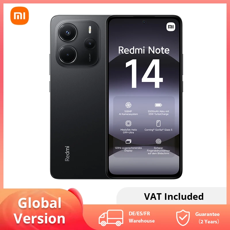 Versión Global Xiaomi Redmi Note 14 4G Smartphone MediaTek Helio G99-Ultra 108MP AI Cámara 5500mAh Batería Pantalla de 6,67" 120Hz