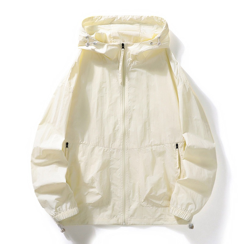 Plus Size Jacke Herren Sommer Kapuze Dünne wasserdichte Sonnenschutzkleidung Voller Reißverschluss Schnelle trockene Haut Windjacke Mantel