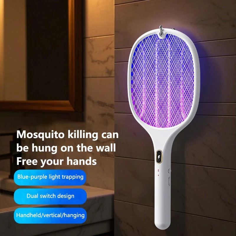 3 In 1 Multi Functional Bug Zapper Racket Usb Rechargeable Mosquito Killer Safe Electric Mosquito Swatter Pest Control Supplies