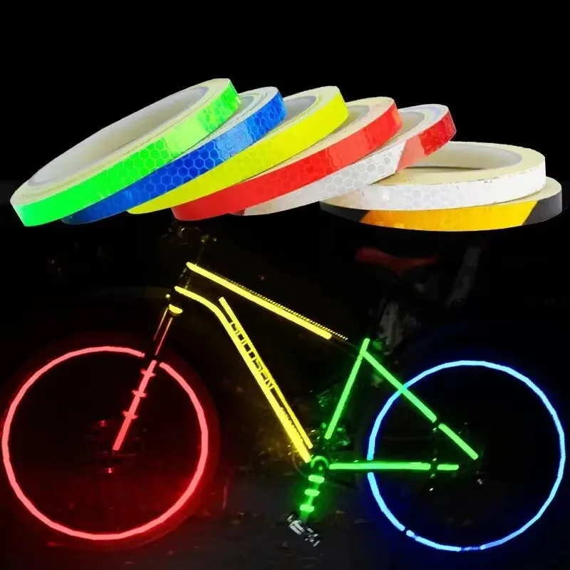 1cm * 8m adesivos de bicicleta fita reflexiva fluorescente mtb tiras de bicicleta fitas de ciclismo para capacete motocicleta scooter acessório