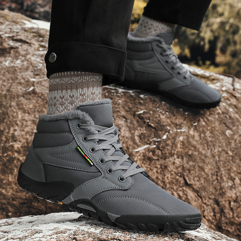 Novas botas de inverno para homens neve descalço ao ar livre antiderrapante pele quente tênis casuais plus size leve tornozelo botas caminhadas sapatos