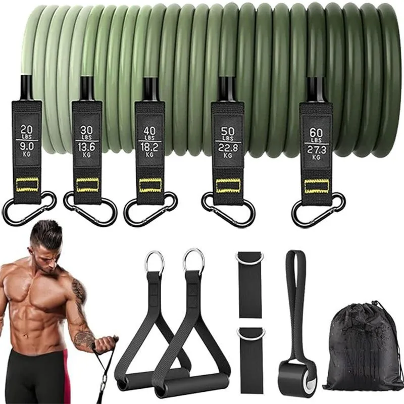 Juego de bandas de resistencia elásticas de 200 libras, 11 piezas, cuerda de tracción de tensión, ejercicio de entrenamiento para Fitness, gimnasio en casa, equipo de entrenamiento de fuerza