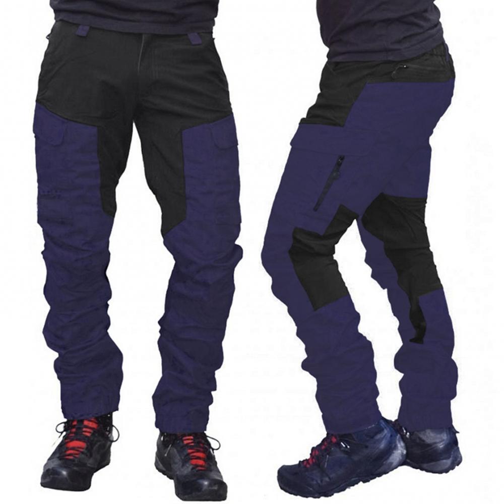 Safari Style Pants Men Loose Color Block Multi Pockets Plus Size Pants Sports Long Cargo Pants Work Outdoors