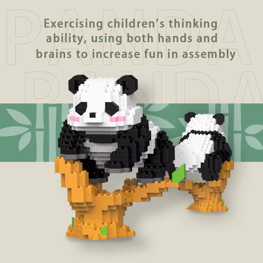 Micro particle building block toy panda cartoon model puzzle assembly children's puzzle toy