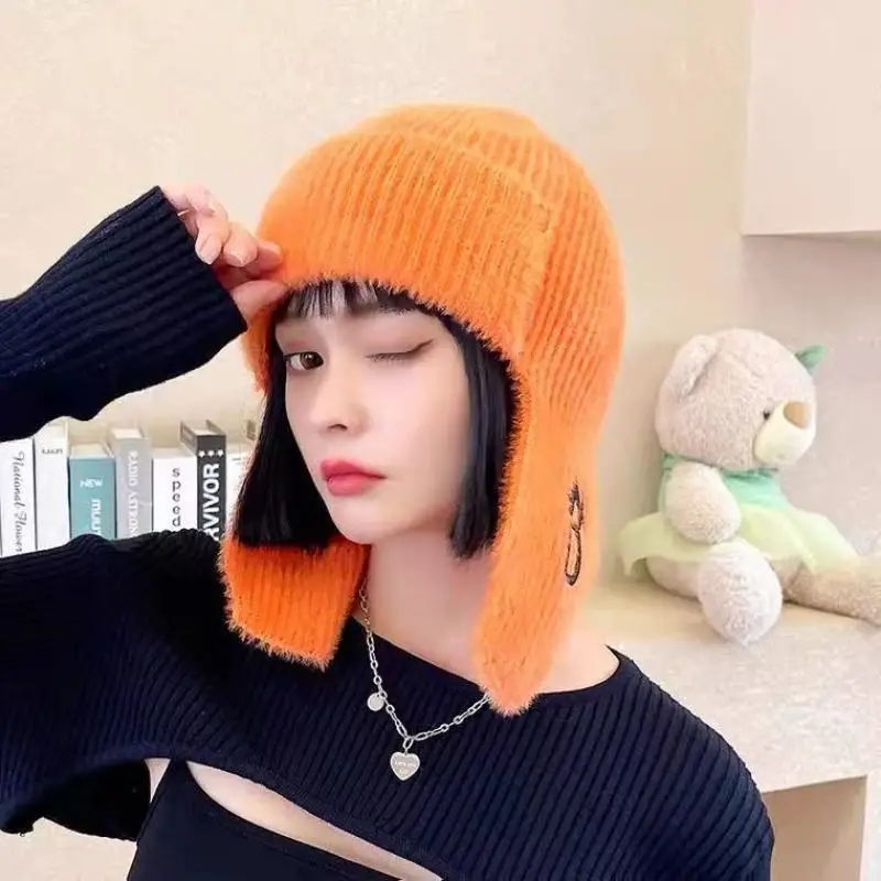7 Màu Mùa Đông Mũ Giữ Ấm Nữ Mùa Đông Earflap Beanies Mũ Phi Công Ấm Áp Bảo Vệ Tai Beanies Cho Áo Khoác Nón