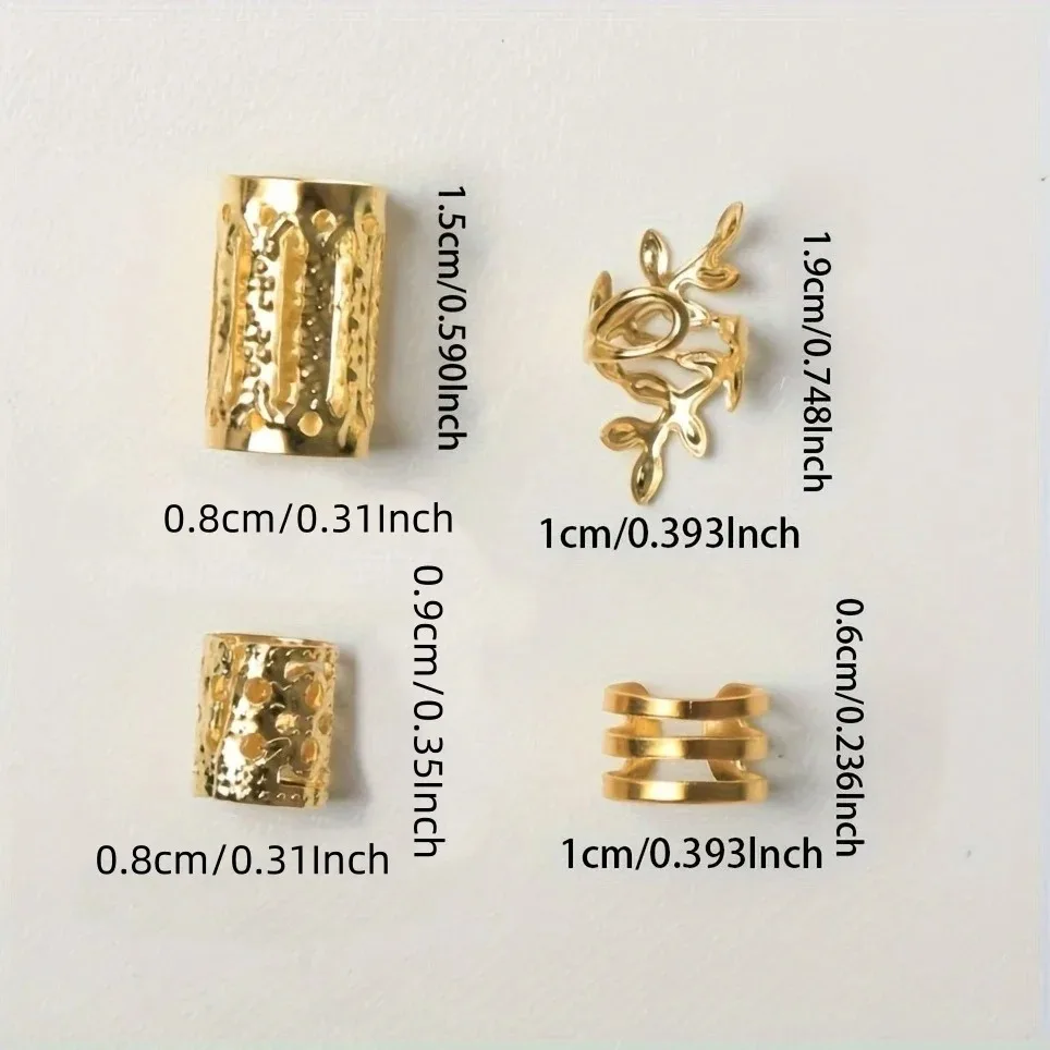 40 pçs/set feminino elegante oco anéis de cabelo conjunto com vários padrões diy acessórios para o cabelo para meninas loc jóias de cabelo para tranças