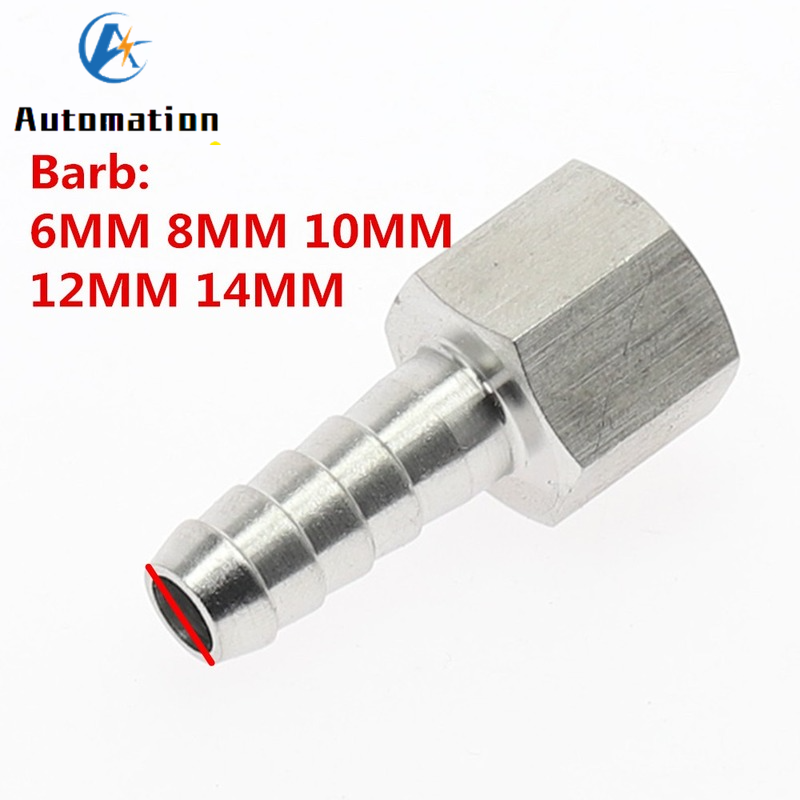 ท่อ Barb Tail 6/8/10/12/14 มม.SS304 สแตนเลสสตีลท่อ 1/8 "1/4" 3/8 "1/2" BSP หญิง Connector Joint Coupler Adapter