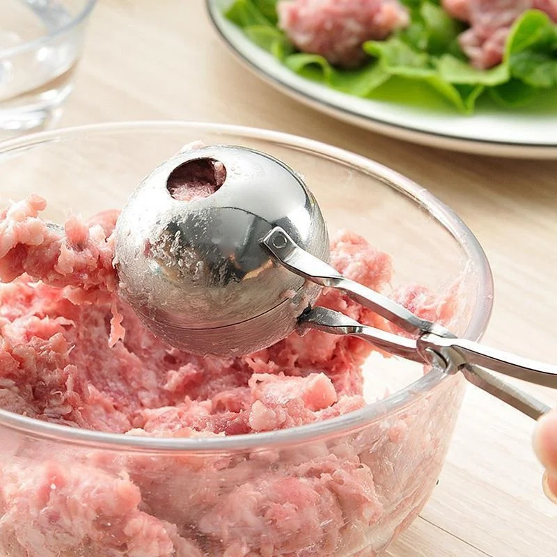 Herramienta para hacer bolas de carne, Clip redondo de acero inoxidable, cuchara moldeadora de bolas de arroz, molde para hacer albóndigas, utensilio de cocina relleno antiadherente